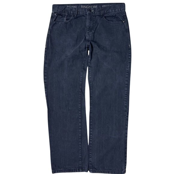 Ring of Fire Men's Jeans Hyperion Ave Denim Straight Leg Black Pockets 34x30 Y2K - Picture 1 of 9